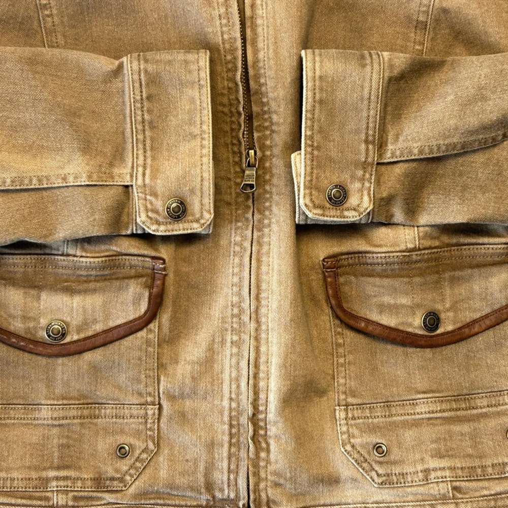 VINTAGE FAB - Ralph Lauren Tan Utility Jacket with Brown Trim - Picture 4 of 14